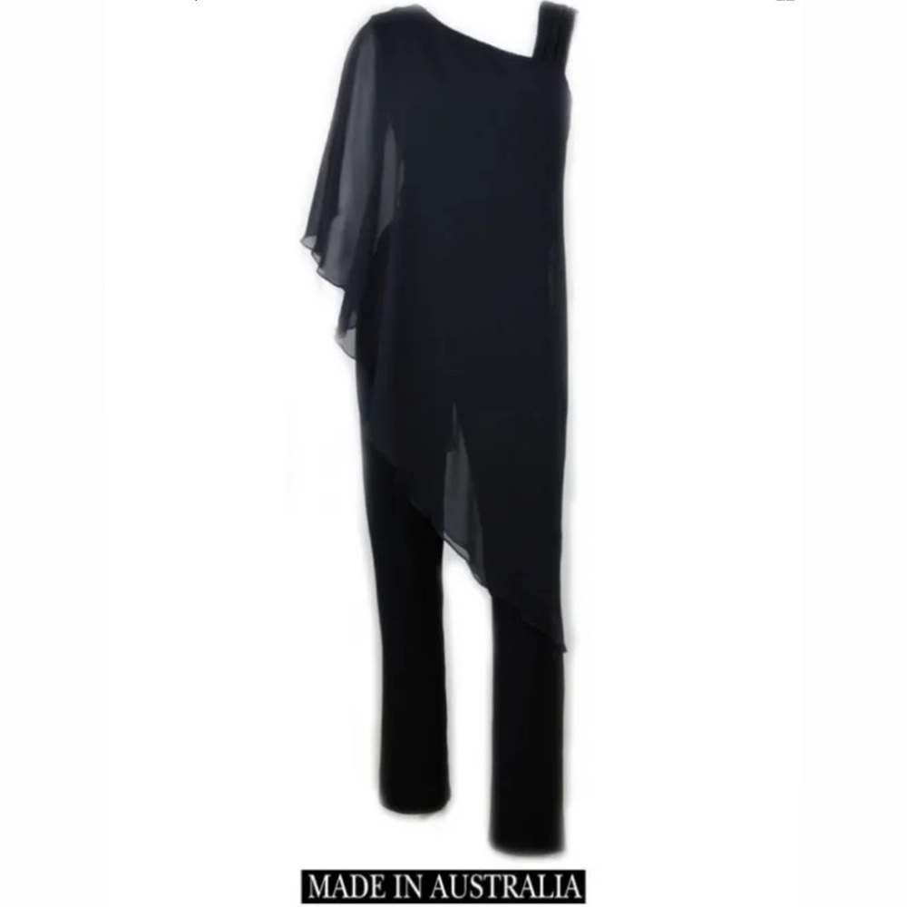 NEW AUSTRALIAN MADE MISS ME BLACK STRETCH JUMPSUIT WORK/EVENING Size 8 - Picture 1 of 7